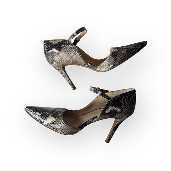 Nine West Shoes Womens 6 Pump Heels Ankle Strappy Pointed Animal Snake Print - Picture 1 of 7